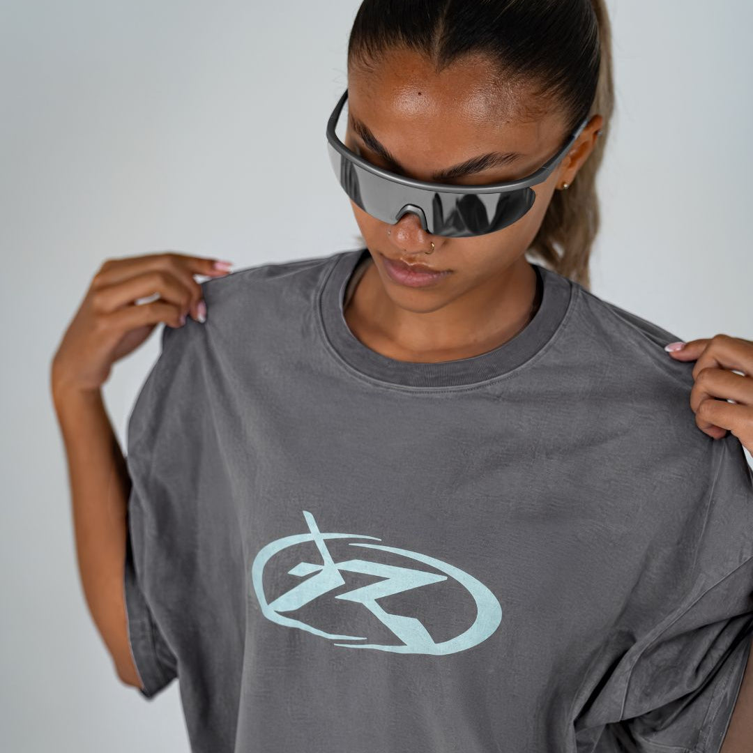 CROPPED T SHIRT / WASHED GREY