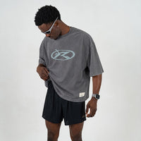 CROPPED T SHIRT / WASHED GREY