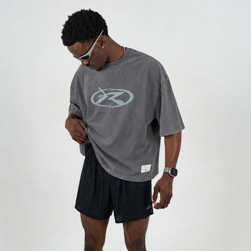 CROPPED T SHIRT / WASHED GREY