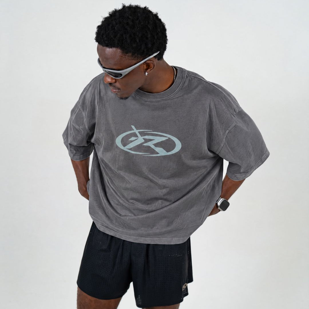 CROPPED T SHIRT / WASHED GREY