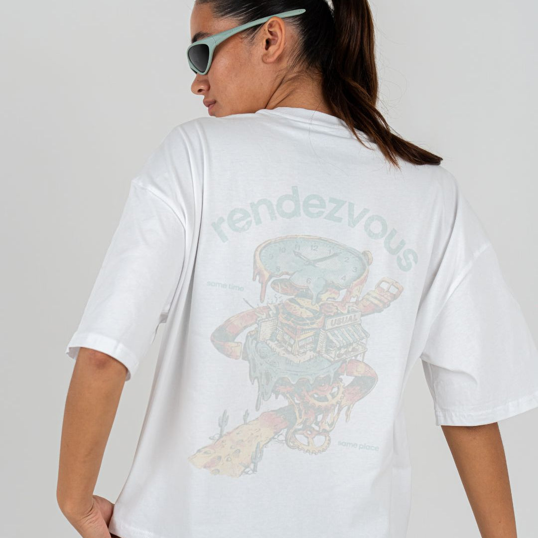 CROPPED T SHIRT / FADED WHITE