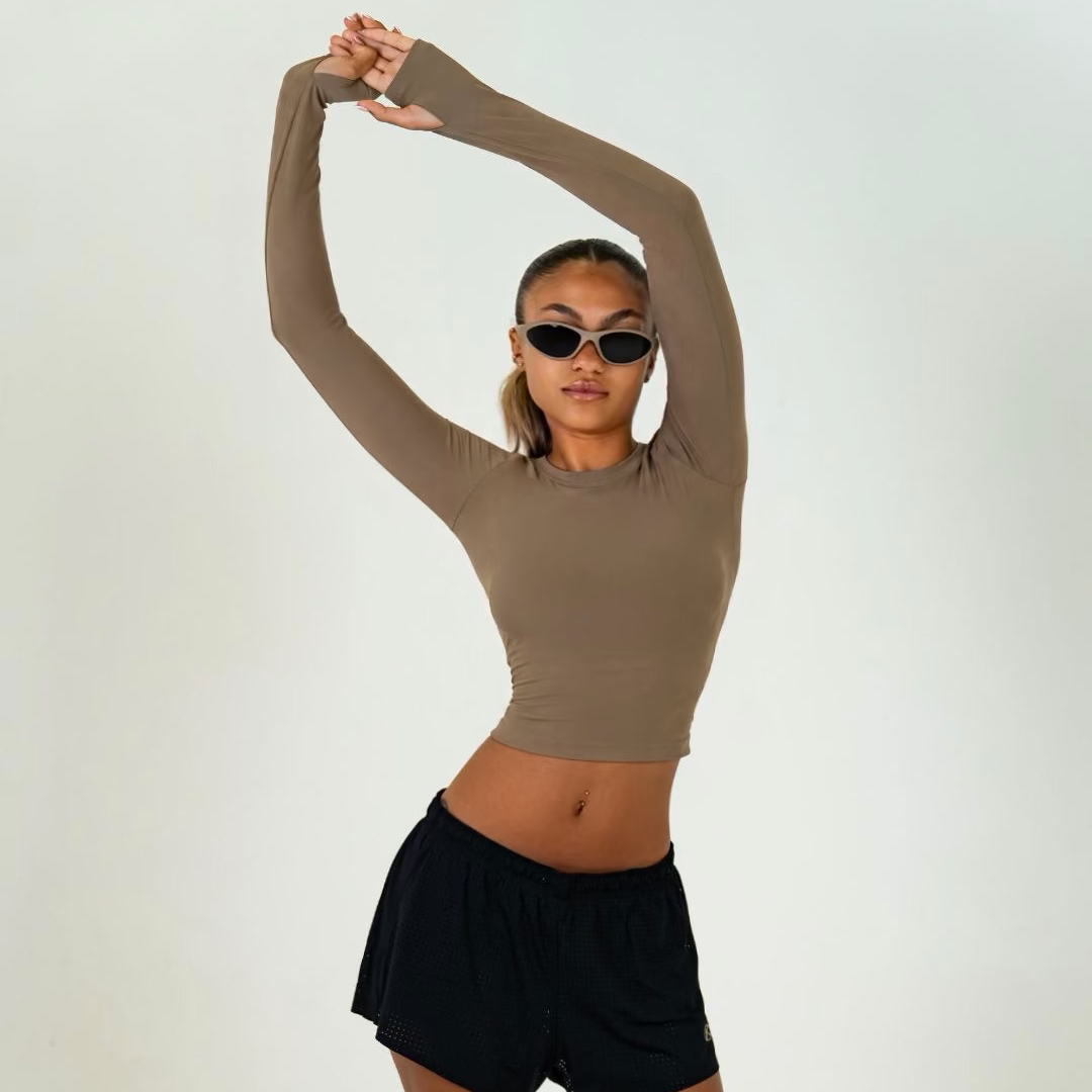 WOMENS CROPPED LONG SLEEVE / ROCK – RENDEZVOUS