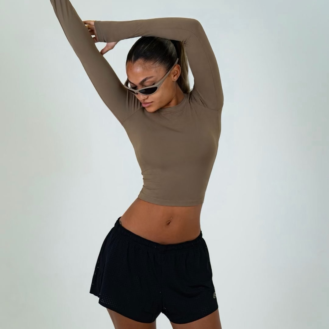 WOMENS CROPPED LONG SLEEVE / ROCK – RENDEZVOUS